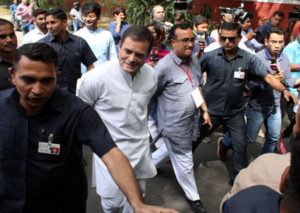 Rahul Gandhi walks to cast vote IANS May 12