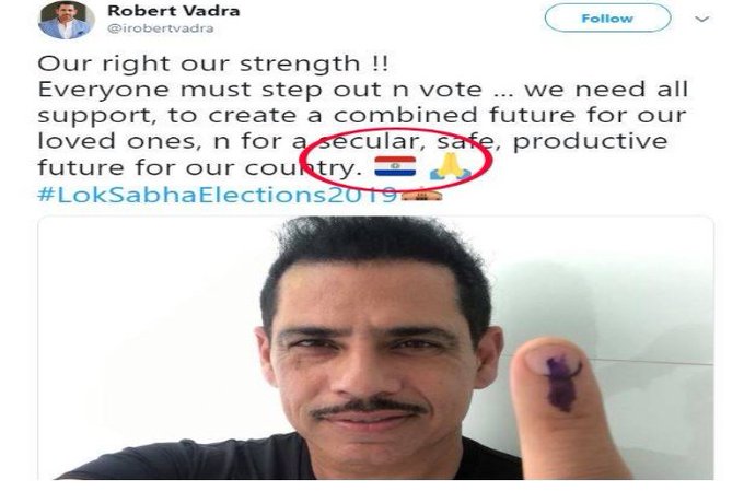 Robert Vadra posts Paraguay flag in place of Tricolour, gets trolled ...