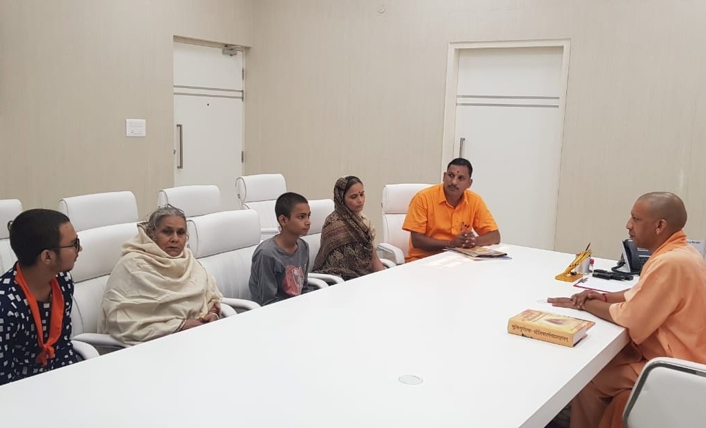 UP CM Yogi Adityanath meets family of slain Kamlesh Tewari