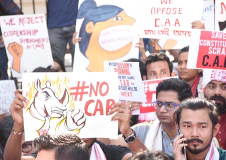 Mumbai: People of Assam stage a demonstration against the Citizenship (Amendment) Act (CAA) 2019 at Azad Maidan where tributes were paid to those who lost their lives during violent protests against the Citizenship Amendment Bill (now a law after the Pres