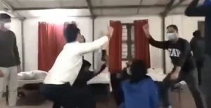 Coronavirus those evacuated from China celebrate dance Twitter_600x307