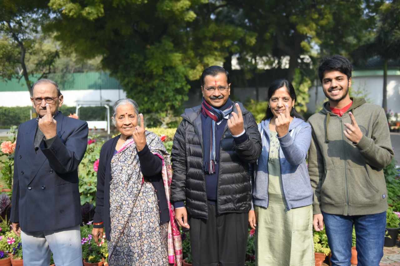 Arvind Kejriwal and family cast vote