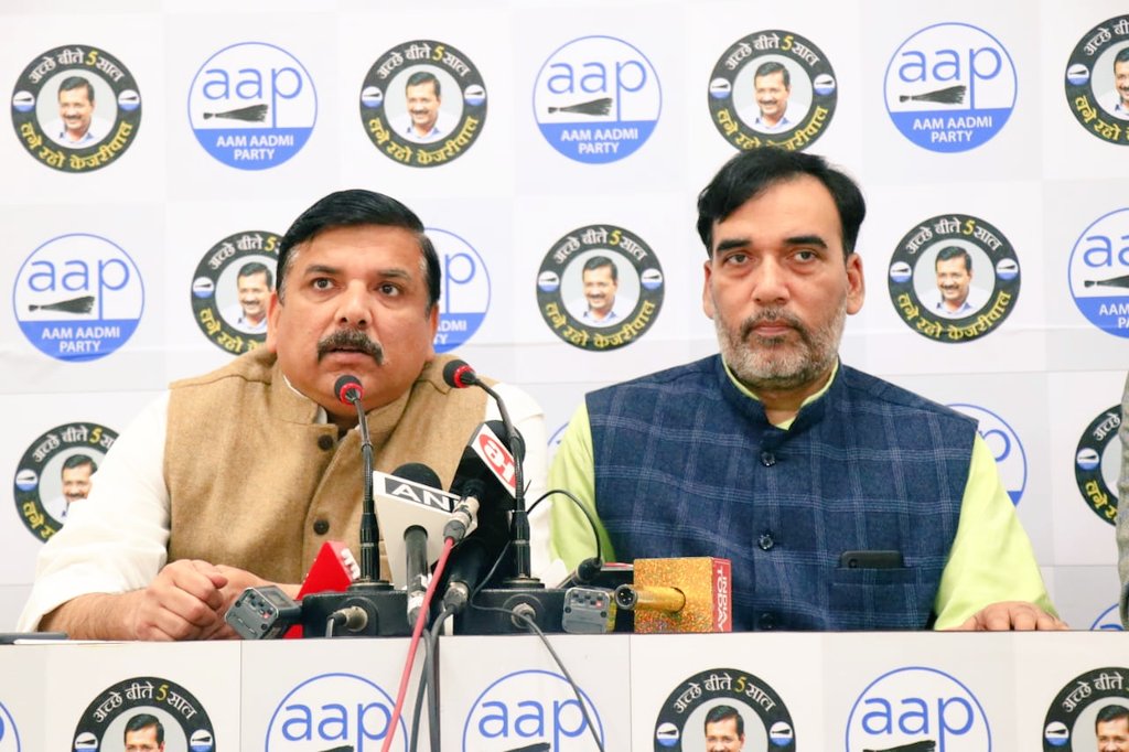 Sanjay Singh and Gopal Rai (Photo: AAP/Twitter)