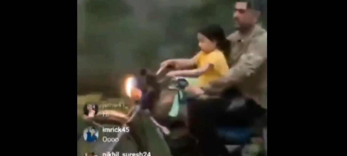 Dhoni Takes Ziva On Bike Ride At Home