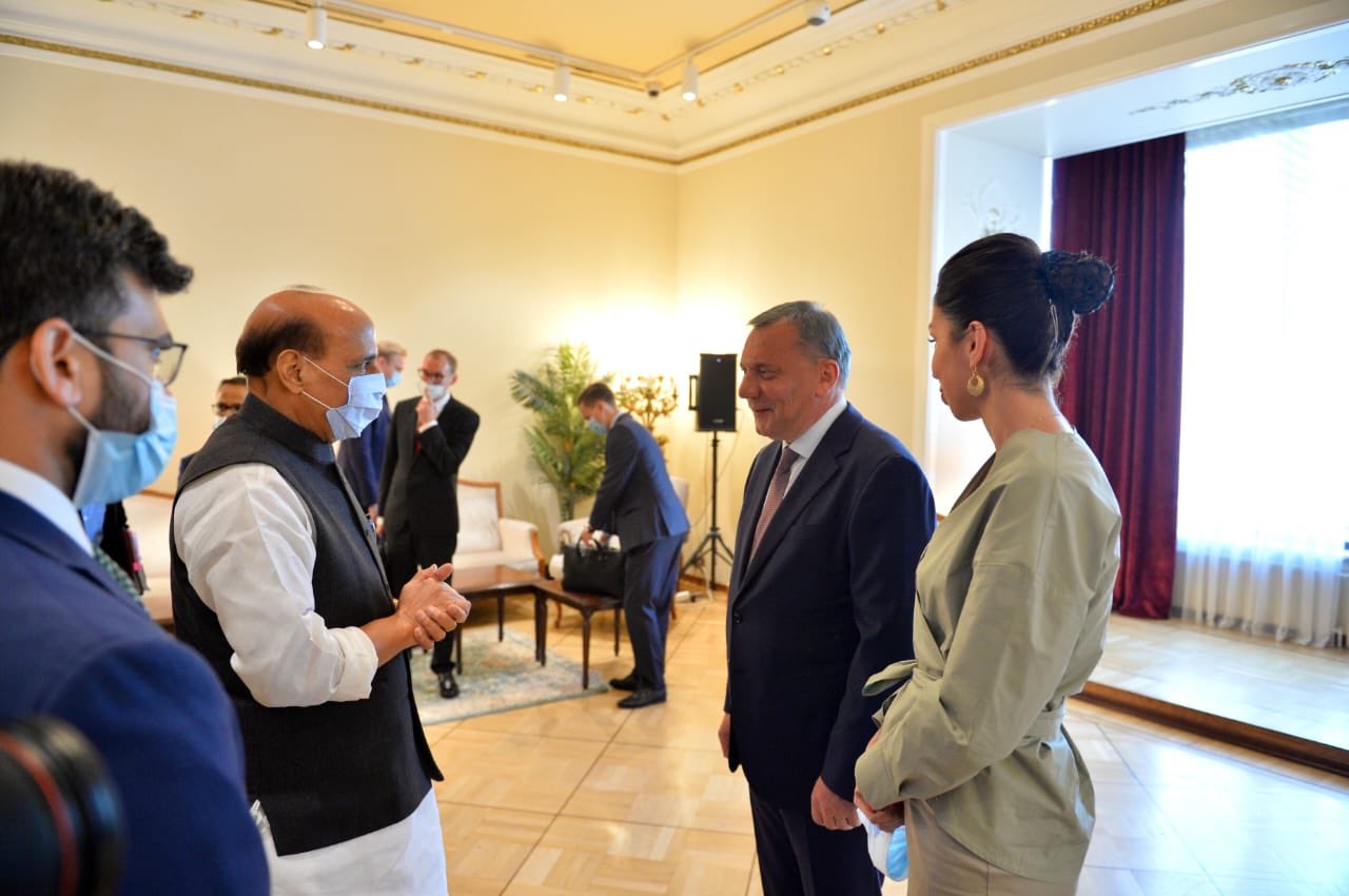 Rajnath Singh meets Russian Deputy PM Yury Borisov Photo Twitter Rajnath Singh J23