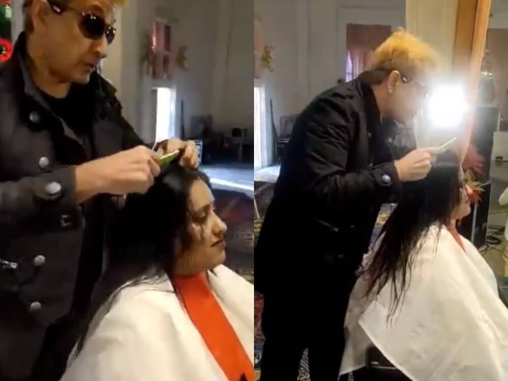 Jawed Habib spits on womans head while doing haircut (1) (1)